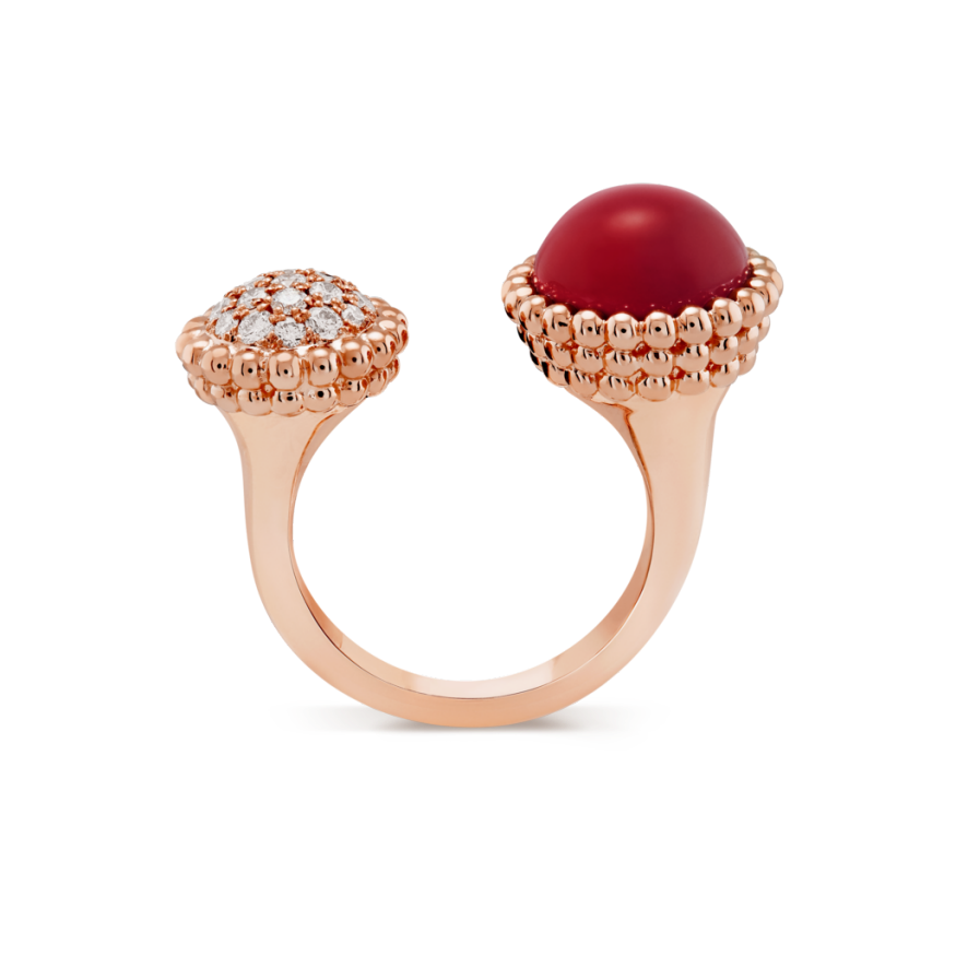 Van Cleef & Arpels Perlée - pink gold, carnelian, and round diamonds 