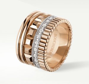 QUATRE RADIANT EDITION RING Ring set with pavé diamonds, in white and yellow gold.