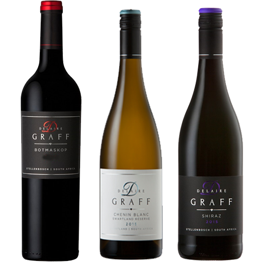 2015 Shiraz - Delaire Graff, Stellenbosch, South Africa 2015 Chenin Blanc Swartland Reserve - Delaire Graff, Swartland, South Africa 2014 Botmaskop - Delaire Graff, Stellenbosch, South Africa